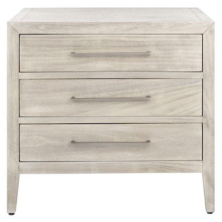 Safavieh Ariella 3 Drawer Wood Nightstand, Light Grey SFV7703C